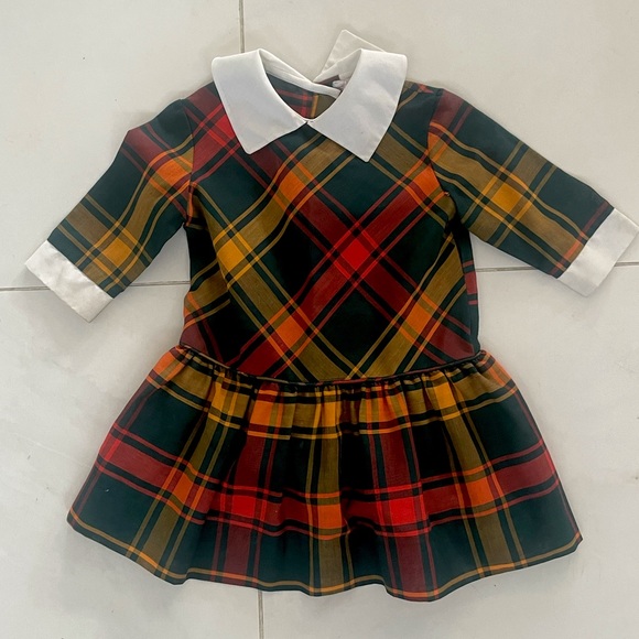 Vintage Other - Vintage VTG toddler girls plaid collar drop waist dress